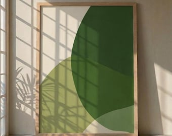 Minimalistische grüne abstrakte Wandkunst, organische Formen Plakat, salbeigrünes Dekor, moderner Zen-Druck, Boho abstrakte Kunst, salbeigrünes Wandplakat
