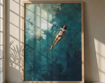 Minimalistische Küsten Boardwalk Art Print, Beach Path Ocean Poster, Serene Sea Landschaft Wanddekor, Ästhetische Blaues Wasser Sommer Wandkunst