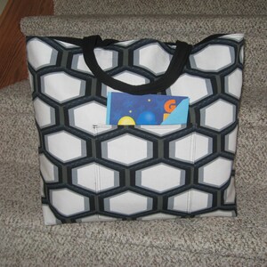 Large Tote, Grocery Market Bag, Overnight Bag, Diaper Tote, Modern Geometric Print, Vintage Fabric