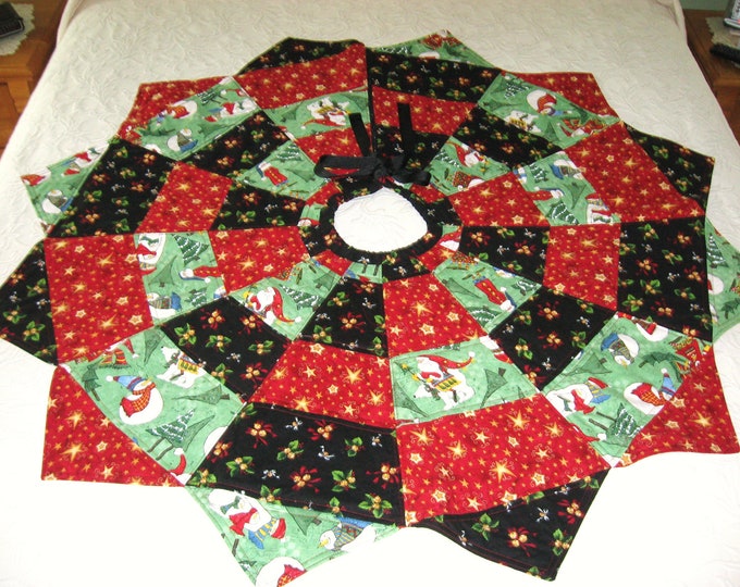Quilted Patchwork Christmas Tree Skirt Etsy