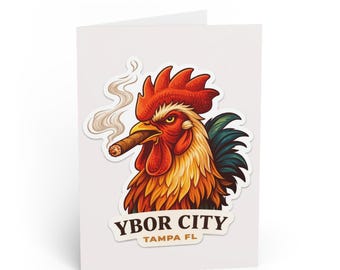 Tarjetas de felicitación de Gallo con Cigarro de Ybor City / Tarjeta de Tampa, FL