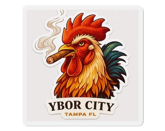 Imanes troquelados de gallo con cigarro / Ybor City, Tampa, Florida