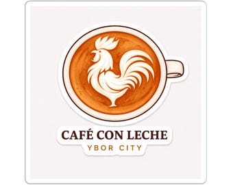 Pegatina de gallo para café con leche / Pegatina troquelada