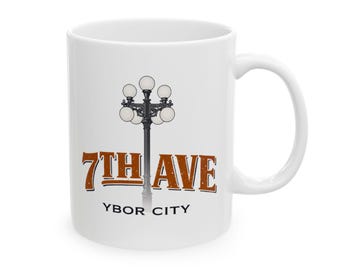 Taza de cerámica para café de la 7ª Avenida en Ybor City, 325 ml o 444 ml.