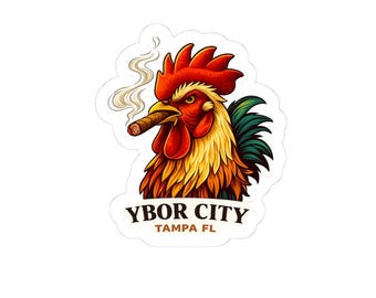 Ybor City Rooster Cigar Sticker | Kiss-Cut Sticker