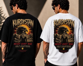 Camiseta con estampado del Águila de Kurdistán / Resiste, Existe, Levántate, Estampado en la espalda
