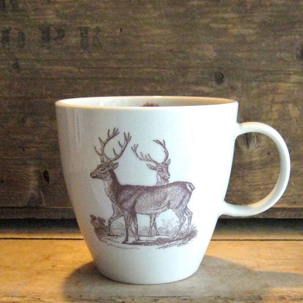 Mug with Deer and Tree, Autumn Woodland, Winter Hunter Coffee Cup, 16 oz Dishwasher Safe Ready to Ship