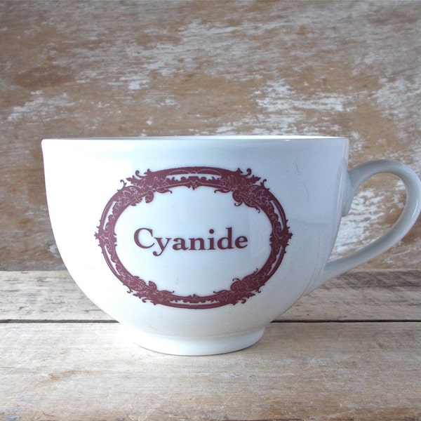 Cyanide Poison Mug, Apothecary Label, Macabre Humor, 20 oz Coffee Cup, Ready to Ship