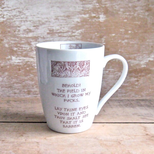 Medieval Tapestry Parody Mug, Behold Field, Garden F@cks, Coffee Cup, Mature Humor, No F*cks Given, Don't Field of Fuc#s, ready to ship