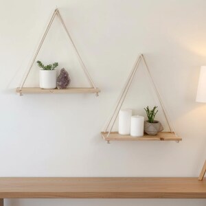 Minimalist Triangular Wall Shelves for Decorative Display in Natural Wood