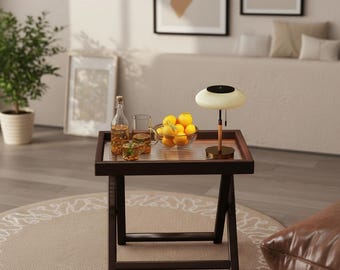 Modern Wooden Side Table with Slatted Top for Home Decor and Minimalist Style