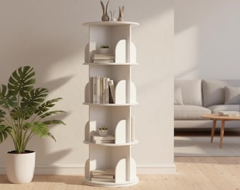 Modern Multi Tiered Bookshelf in White MDF for Stylish Storage in Small Spaces