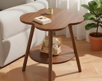 Modern Cloud Side Table in Rich Walnut Finish for Minimalist Living Room Decor