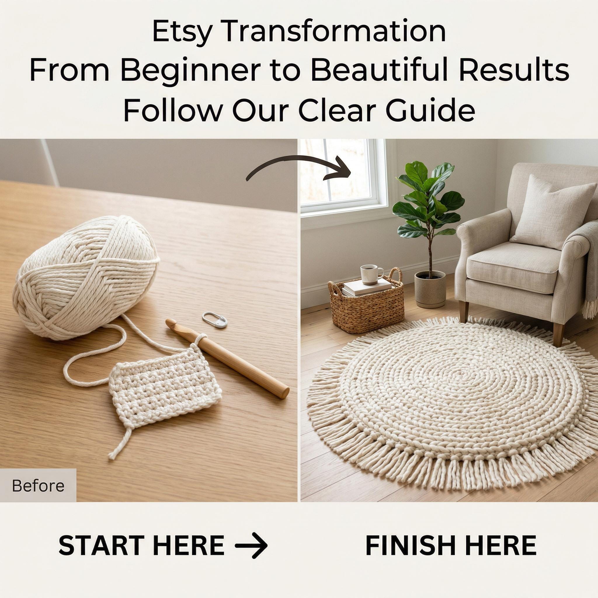 Floor Rug Pattern Modern Crochet Floor Rug Pattern | Chunky Textured Tutorial (digital ...