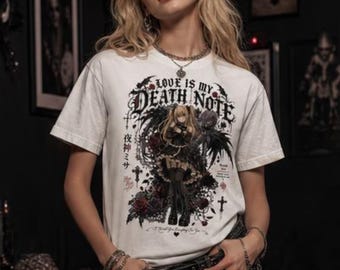 Death Note Shirt, Misa Amane Anime Tee, Gothic Streetwear, Comfort Colors 1717 Manga Tee, Gothic Lolita Gift, Anime Gift for Her
