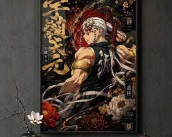 Tengen Uzui Wall Art, Demon Slayer Poster, Sound Hashira Anime Print, Japanese Wall Decor, Anime Room Art, Tengen Gift, Kimetsu No Yaiba