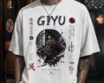 Premium Giyu Tomioka Shirt, Water Hashira Gift, Comfort Colors Otaku Tee, Demon Slayer Anime Shirt,Japanese Street Style ,Kimetsu no Yaiba