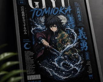 Giyu Tomioka Poster, Demon Slayer Wall Art, Water Hashira Anime Print, Japanese Manga Decor, Anime Room Gift , Otaku Gift ,Dark Fantasy Art