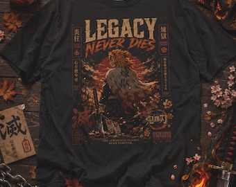 Rengoku Demon Slayer Shirt,Legacy Never Dies Flame Hashira Tee,DSC Gift, Comfort Colors Anime,Set Your Heart Ablaze Shirt,Anime Shirt Men