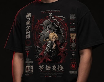 Fullmetal Alchemist Brotherhood Shirt,Equivalent Exchange Tee,FMA Gift, Comfort Colors Dark Anime Shirt,Edward Elric Manga Shirt Men Women