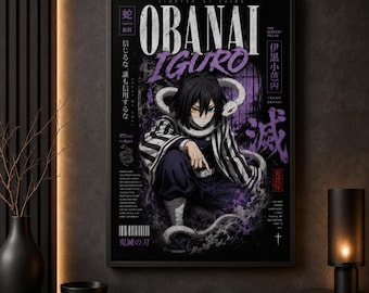 Obanai Iguro Wall Art, Demon Slayer Poster, Serpent Hashira Anime Print, Japanese Manga Room Decor, Anime Gift for Fans, Otaku gift