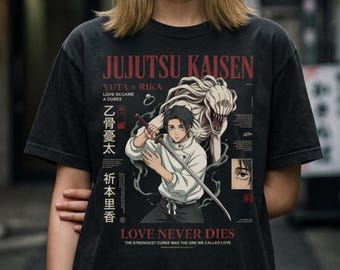 Jujutsu Kaisen Shirt, Yuta Okkotsu Rika Graphic Tee, Love Never Dies Anime  Design, Oversized Streetwear, Dark Romance Anime Gift ,JJK Gift