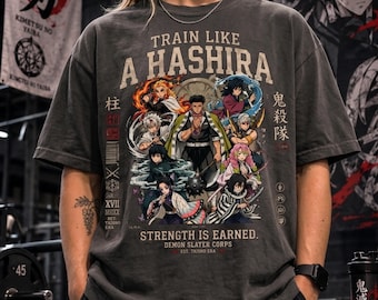 Demon Slayer Hashira Shirt, Train Like a Hashira Tee, Aesthethic DSC Gift, Comfort Colors Black Anime Gym Shirt, Demon Slayer Corps Gift