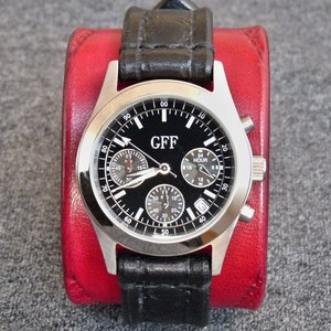 Montre-bracelet antiallergique, manchette de montre pour femme en cuir rouge, bracelet de montre rouge, montre-bracelet, montre-bracelet en cuir rouge image 1