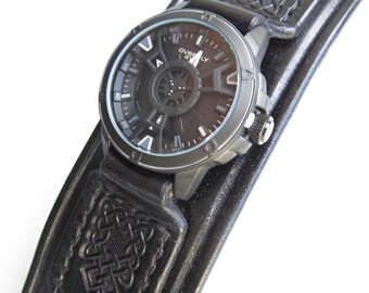 Black Watch cuff, Handmade Watch Strap