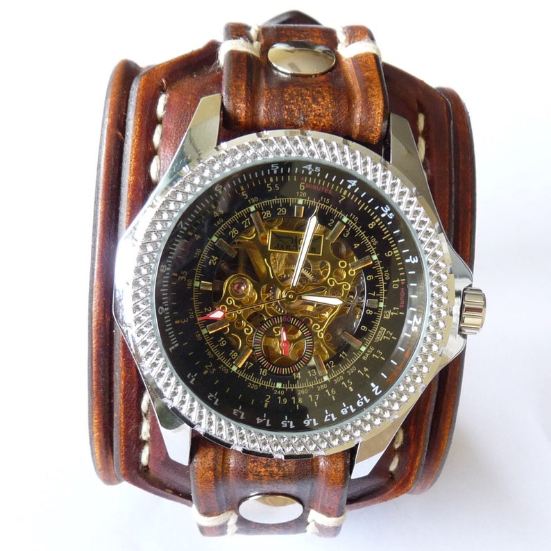 Leather Watch-Brown Leather Watch-Men Watch-Leather Watch | Etsy
