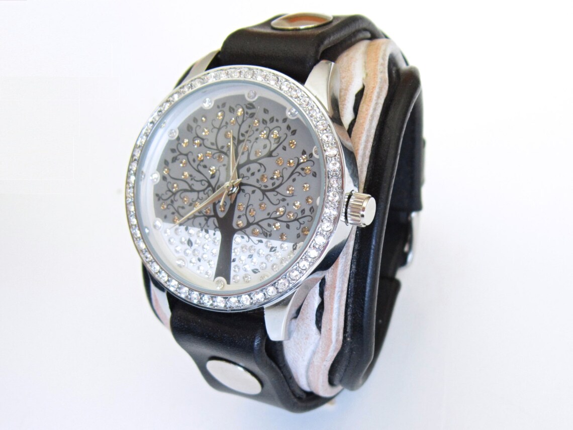 Crazy Leather watch Women wrist watch Women leather cuff Etsy