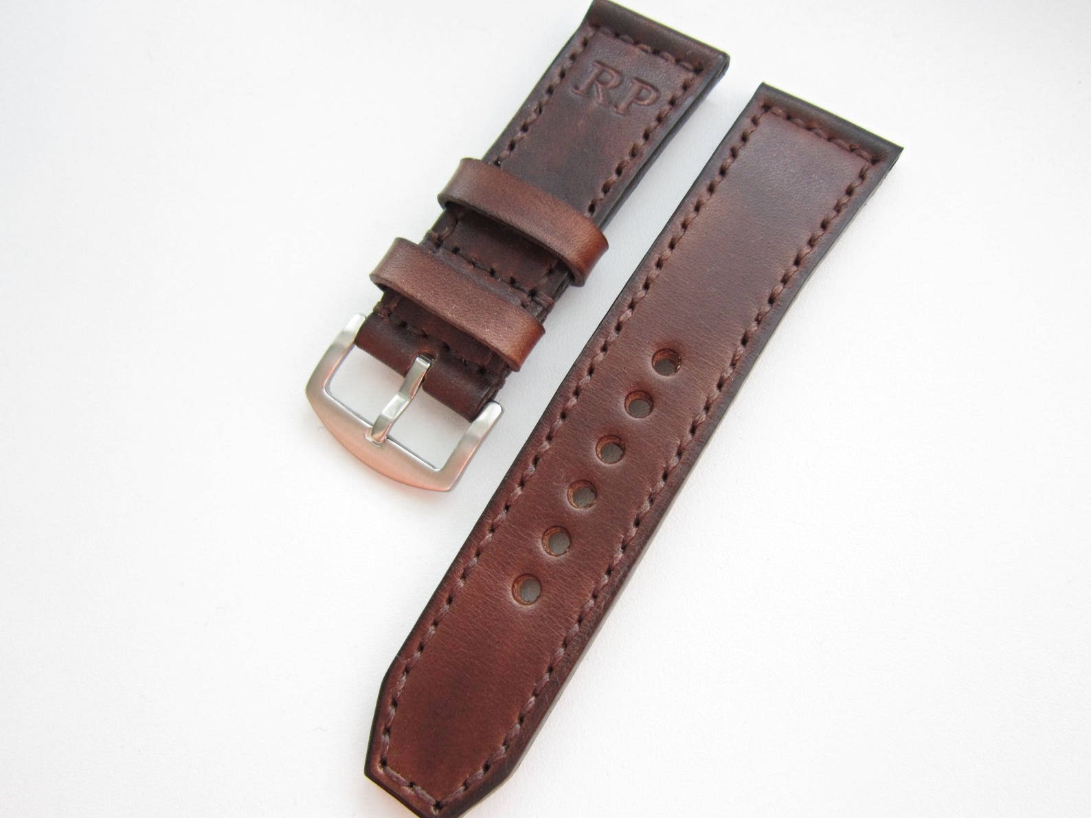 Engrave Leather Watch Strap Engrave Initials Etsy