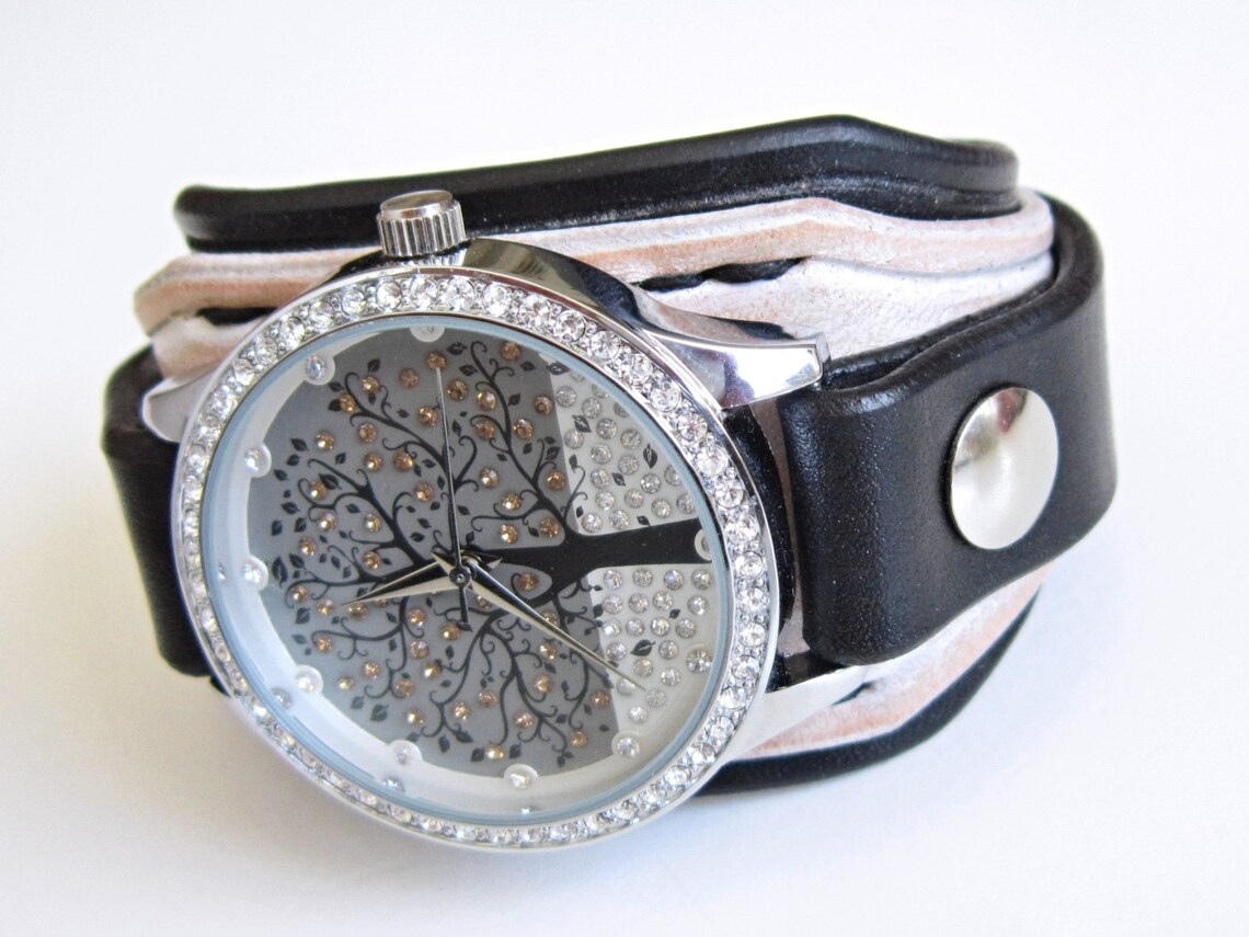 Crazy Leather watch Women wrist watch Women leather cuff Etsy
