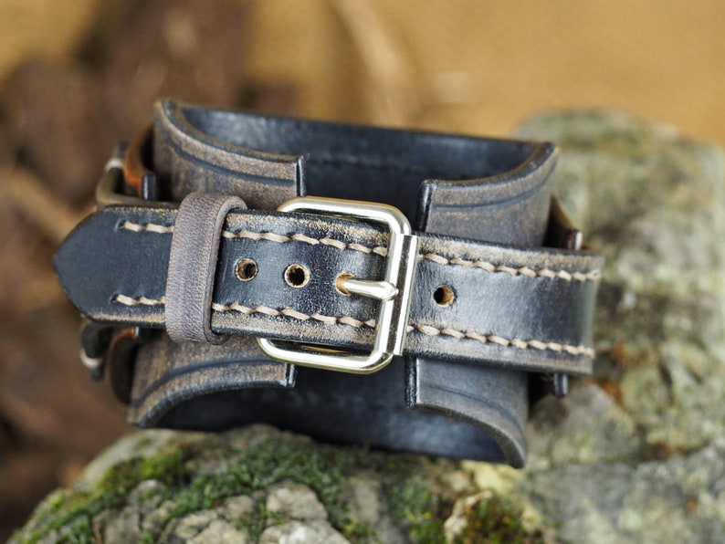Steampunk Pocket Watch, Wrist Watch, Vintage Black and Brown, Dragon Watch, Leather Watch Cuff, Men's Jewellery image 7