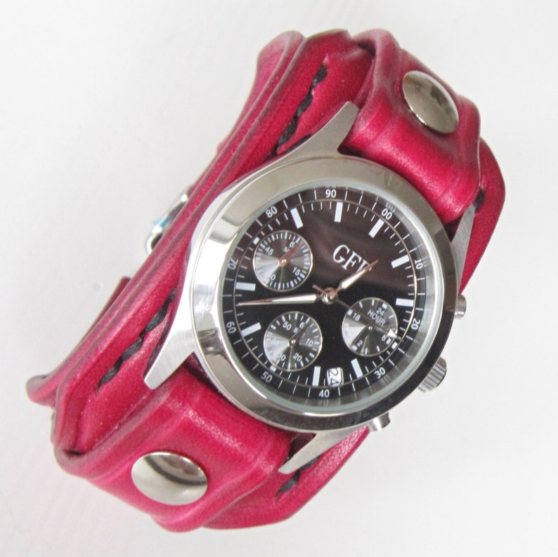 Leather Women's Watch Cuff Red Bracelet Watch Red Etsy