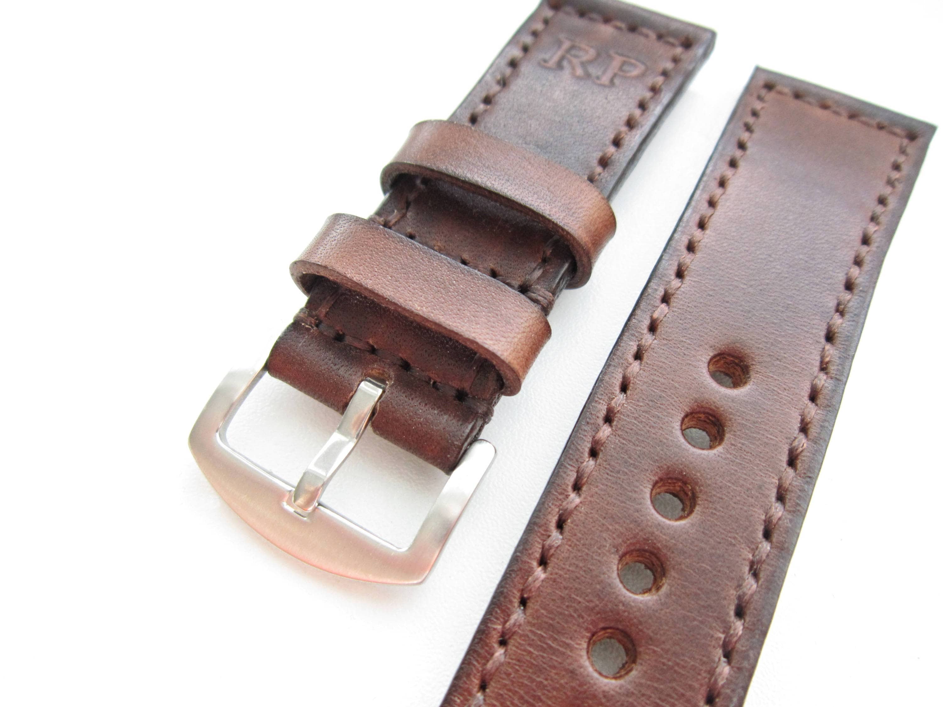 Engrave leather watch strap Engrave initials Etsy