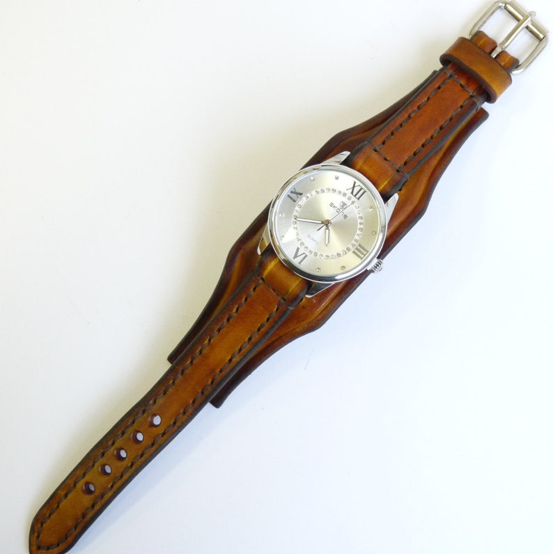 Vintage Watch, Women's Watch, Leather Bracelet Watch, Brown LeatherWatch image 5