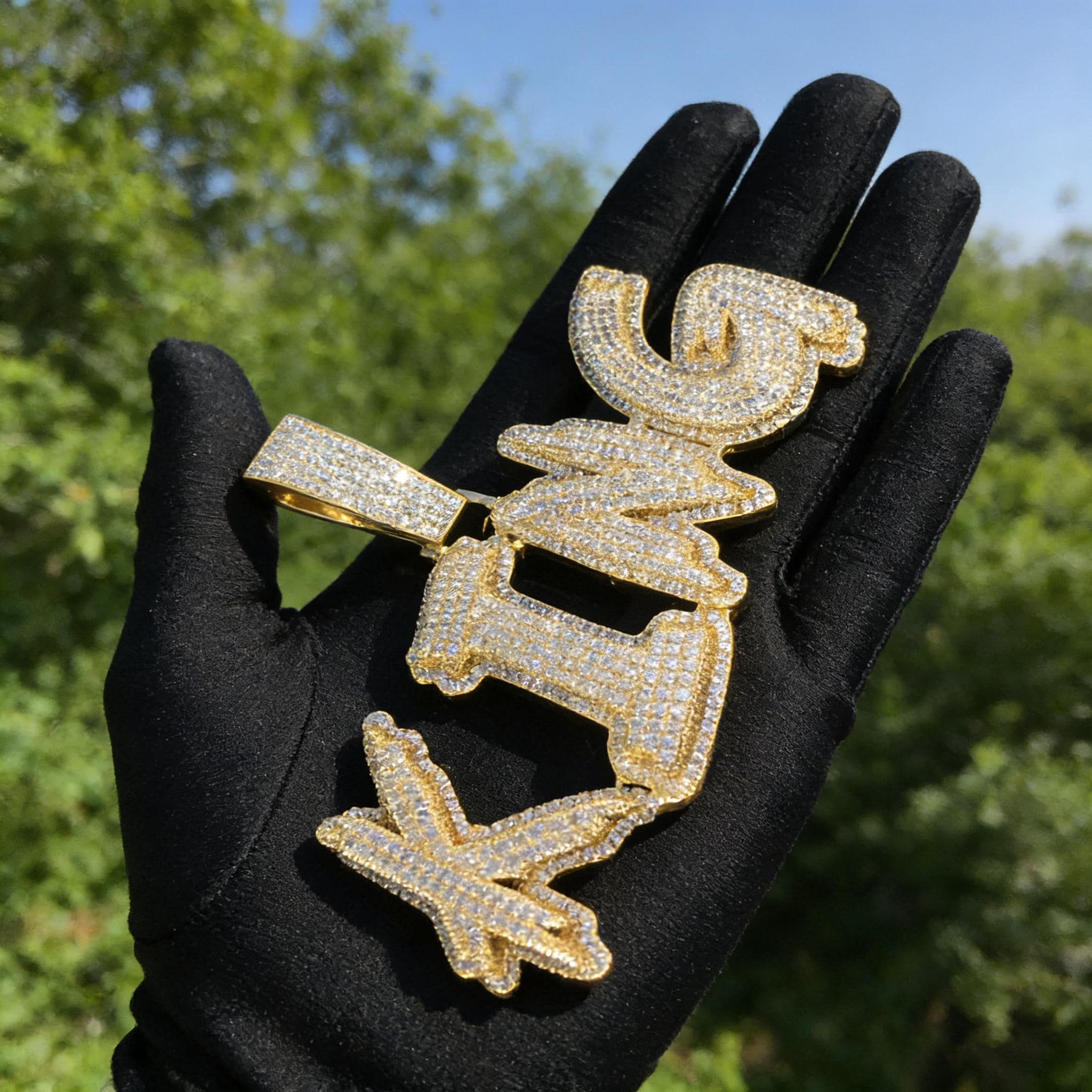 Rapper Chain Letters Customizable Iced Out Letter Pendant, Bold Bling Rapper Initial Charm ...
