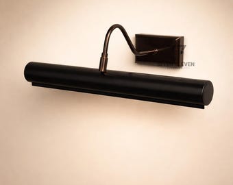 Italian Mid-Century Modern Art Display Wall Sconce Adjustable, Handmade Black Brass Picture Light.