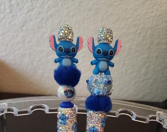 Blue Alien Inspired Beaded Pens, Sparkly Character Pen, Disney Inspired