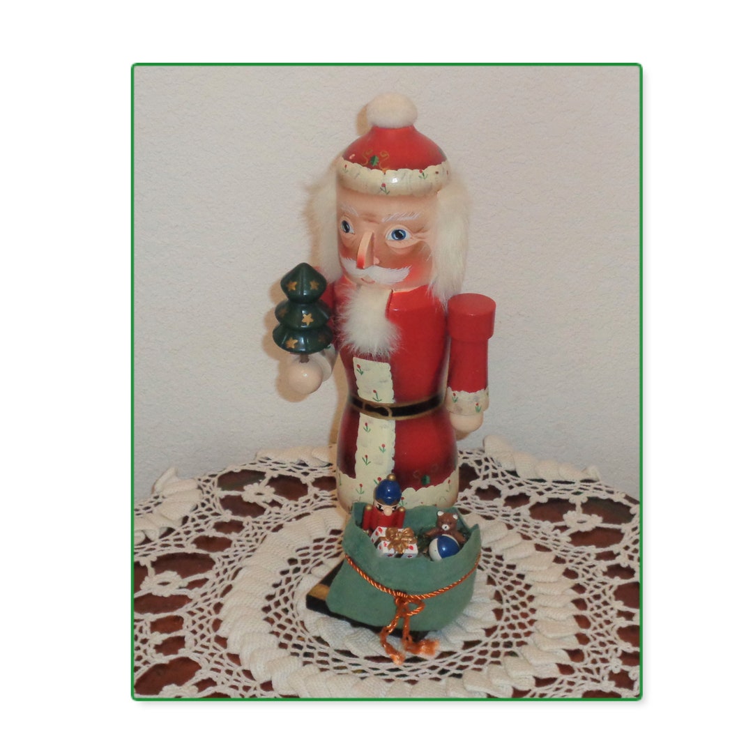 Wood Wooden Nutcracker Floral Flowers Bag of Toys Holiday Etsy