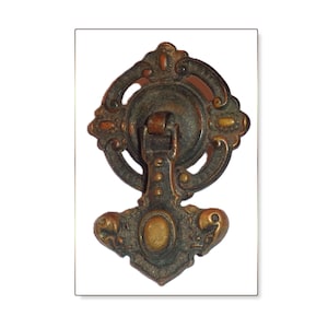 May include: Ornate antique bronze drawer pull with a circular backplate and a decorative handle. The pull features intricate floral and scrollwork details, and an oval center. The hardware is mounted on a white background.