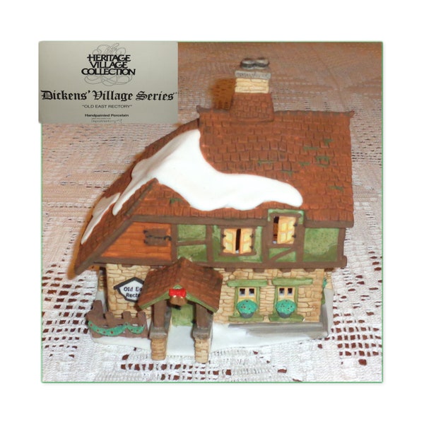 Dept 56 Hand Painted Porcelain Dicken's Village "Old East Rectory" Village Building Boxed
