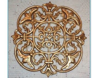 Ornate Scroll Work Gold Tone Large Home Decor Decorative Wall Plaque
