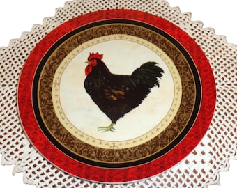 Red, Black, Brown, Tan Home Decor Decorative Rooster Plate