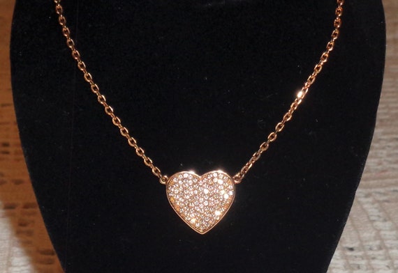 Precious Metal-plated Sterling Silver Pavé Heart Necklace | Michael Kors