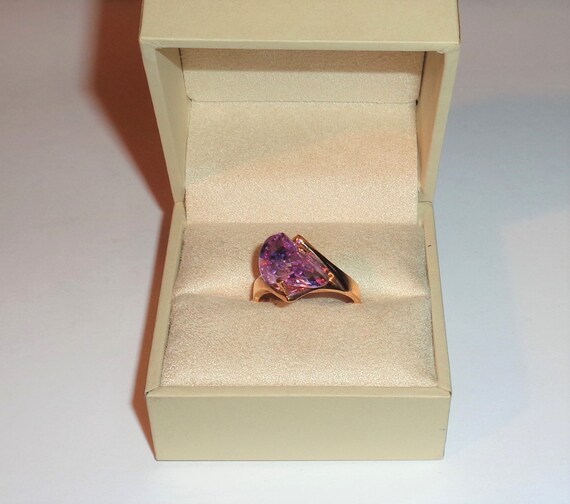 Hallmarked EDCO 925 Gold Over Sterling Silver Purple Tear Drop