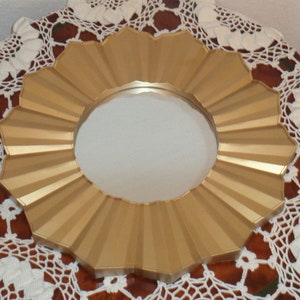 Gold Tone Fluted Style Design Home Decor Decorative Wall Mirror, Free Shipping