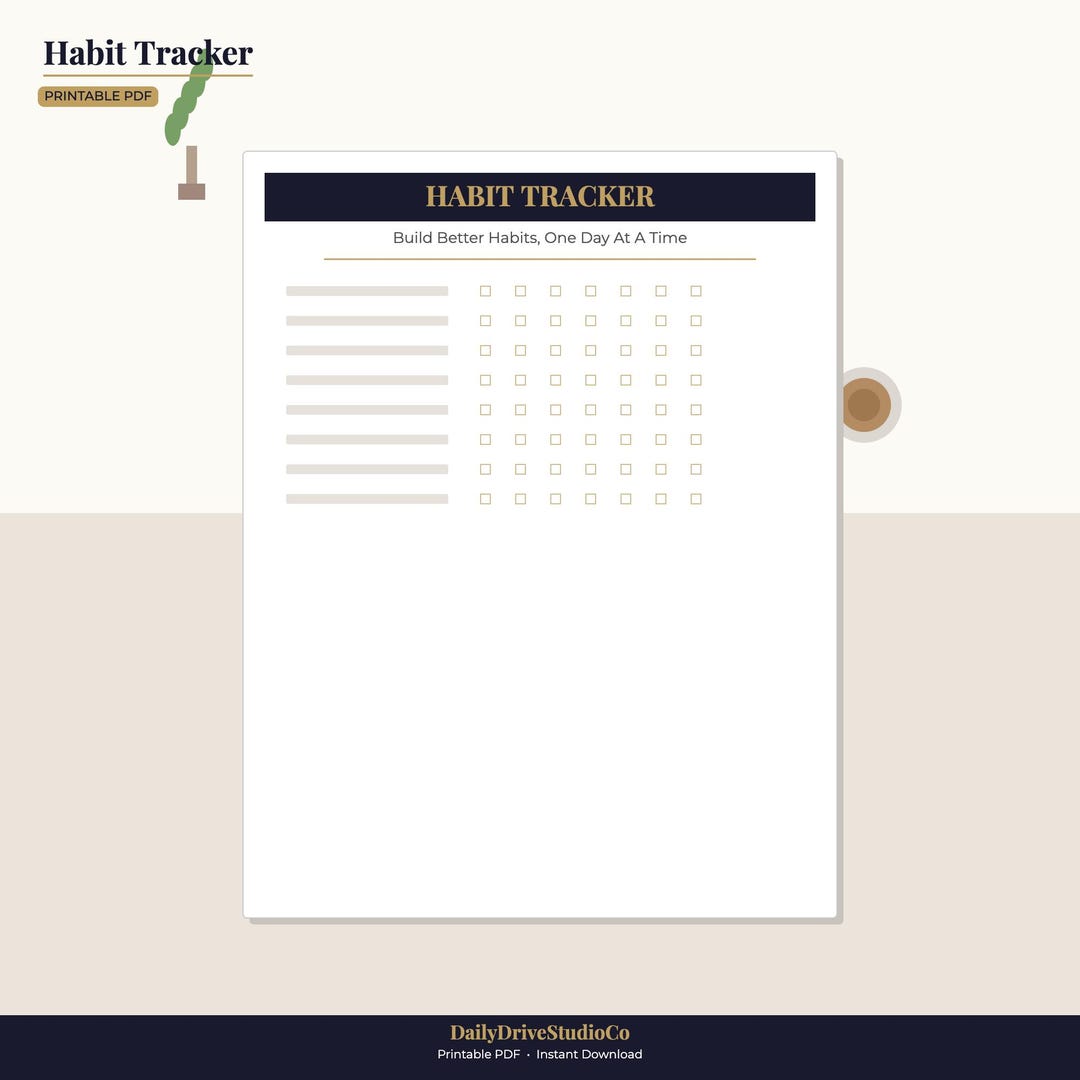 Minimalist Daily Habit Tracker Printable PDF | Goal Journal (instant ...