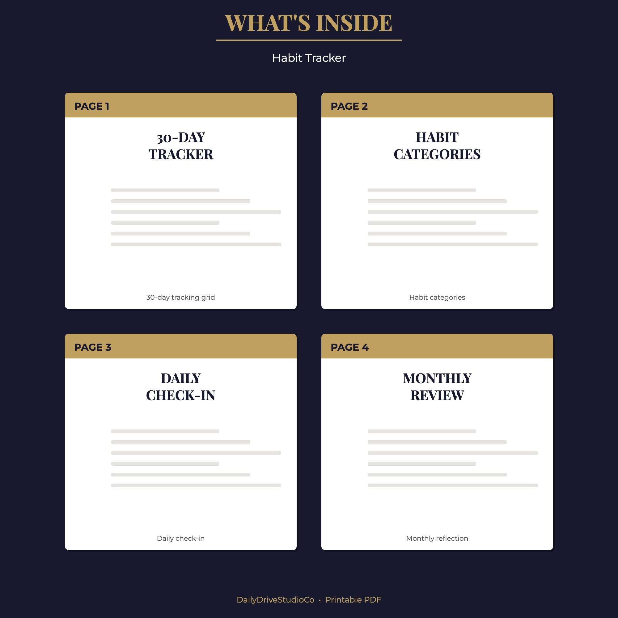 Minimalist Daily Habit Tracker Printable PDF | Goal Journal (instant ...